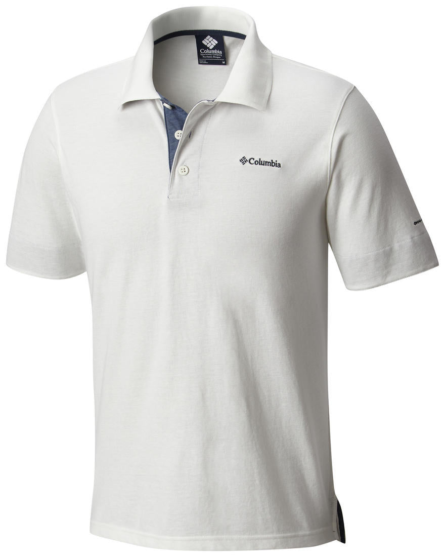 Columbia Men White Vertical Relief Polo T-Shirt