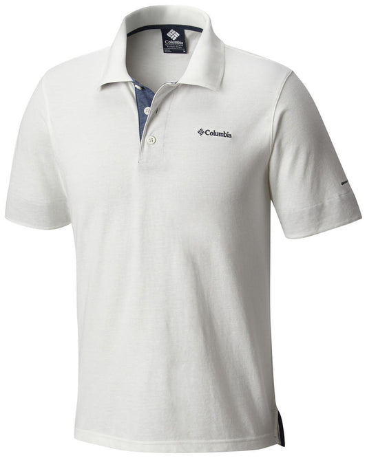 Columbia Men White Vertical Relief Polo T-Shirt