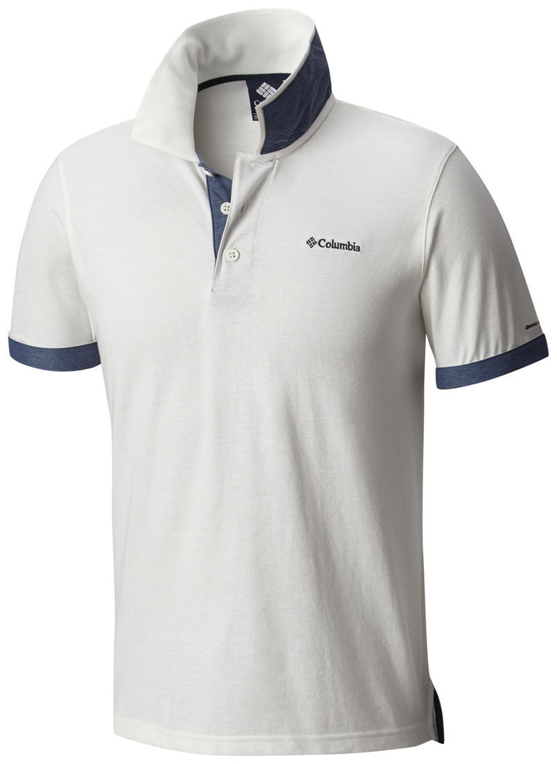 Columbia Men White Vertical Relief Polo T-Shirt