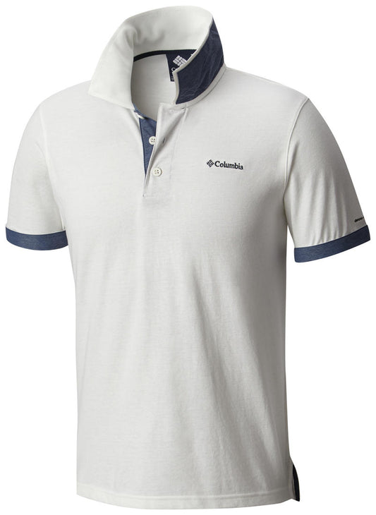 Columbia Men White Vertical Relief Polo T-Shirt