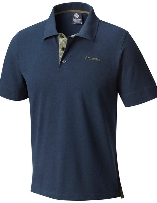 Columbia Men Navy Blue Vertical Relief Polo T-Shirt