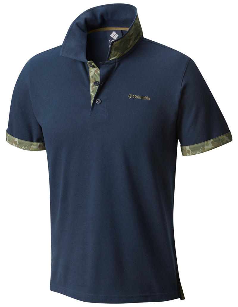 Columbia Men Navy Blue Vertical Relief Polo T-Shirt