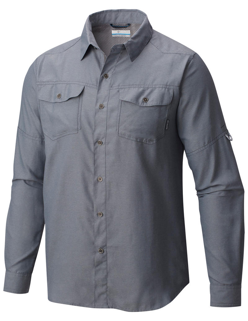Columbia Men Grey Pilsner Peak II Long Sleeve Shirt (Sun Protection)