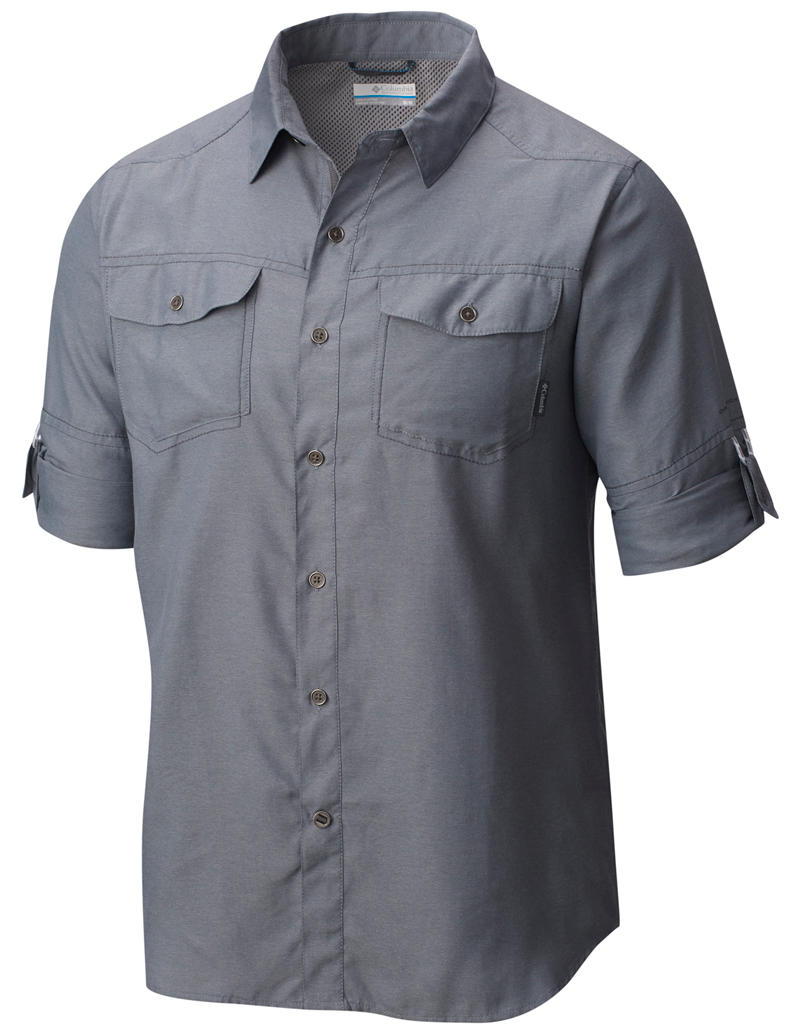 Columbia Men Grey Pilsner Peak II Long Sleeve Shirt (Sun Protection)