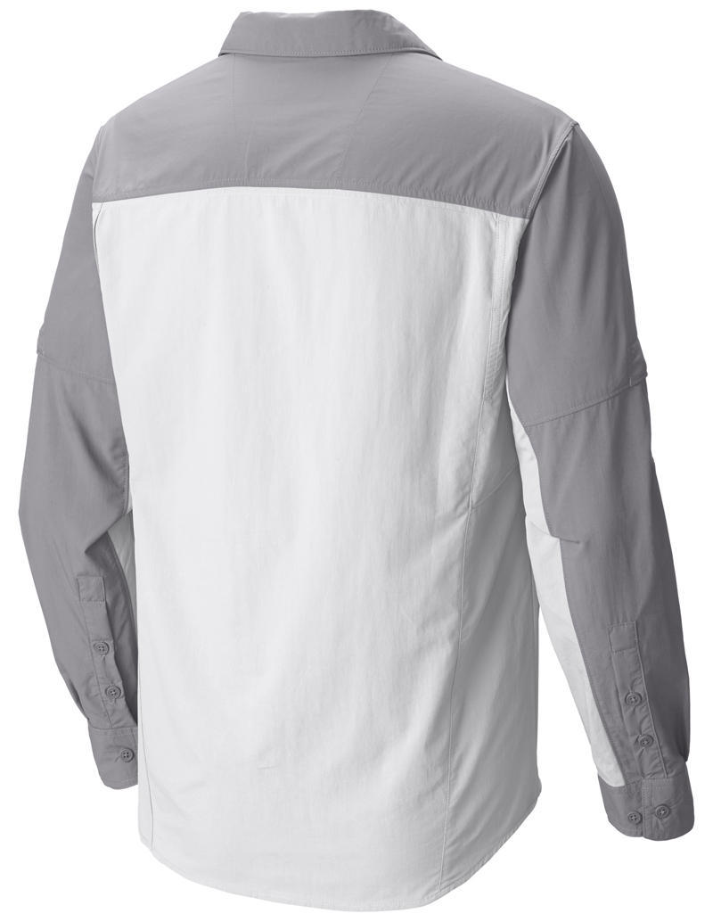 Columbia Men White Silver Ridge Blocked Long Sleeve Shirt (Sun Protection)