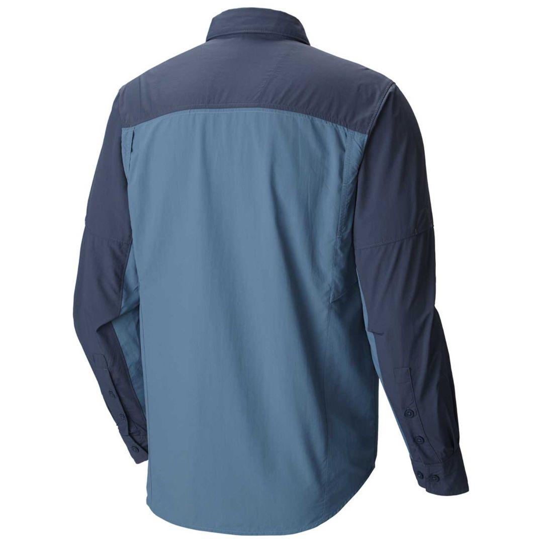 Columbia Men Blue Silver Ridge Blocked Long Sleeve Shirt (Sun Protection)