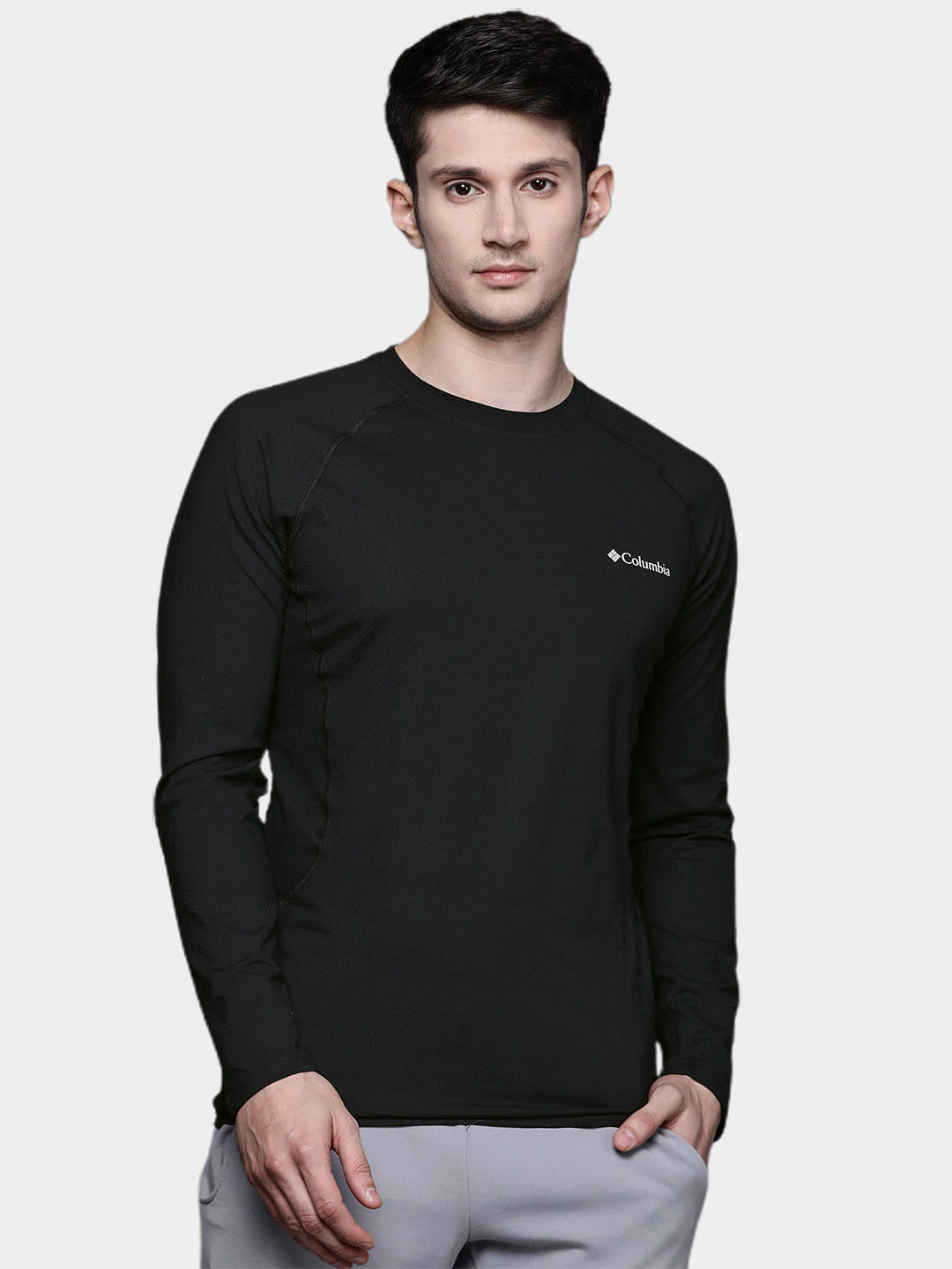 Columbia Mens Black M Omni-Heat Infinity Knit Long Sleeve Crew Baselayer Top