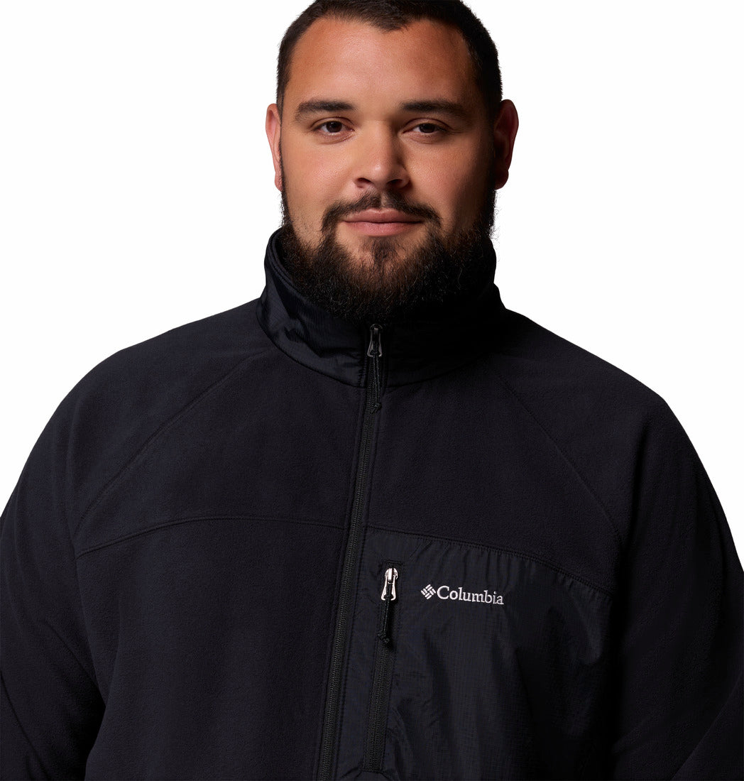 Columbia Men Black Fast Trek Overlay Fleece Jacket (Plus Size)