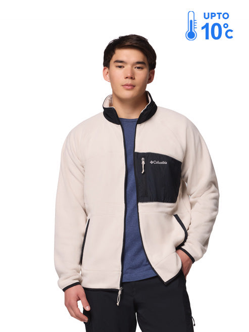 Columbia Men Beige Fast Trek Overlay Fleece Jacket (Plus Size)
