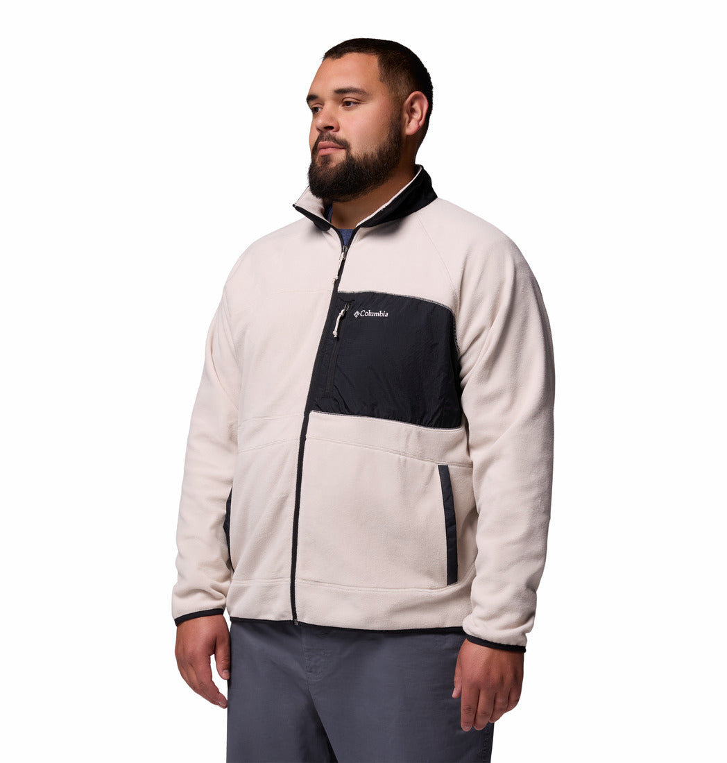 Columbia Men Beige Fast Trek Overlay Fleece Jacket (Plus Size)