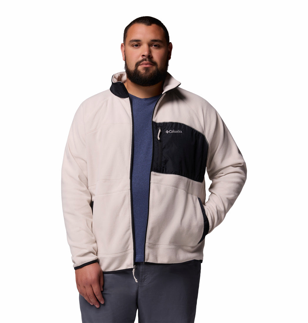 Columbia Men Beige Fast Trek Overlay Fleece Jacket (Plus Size)