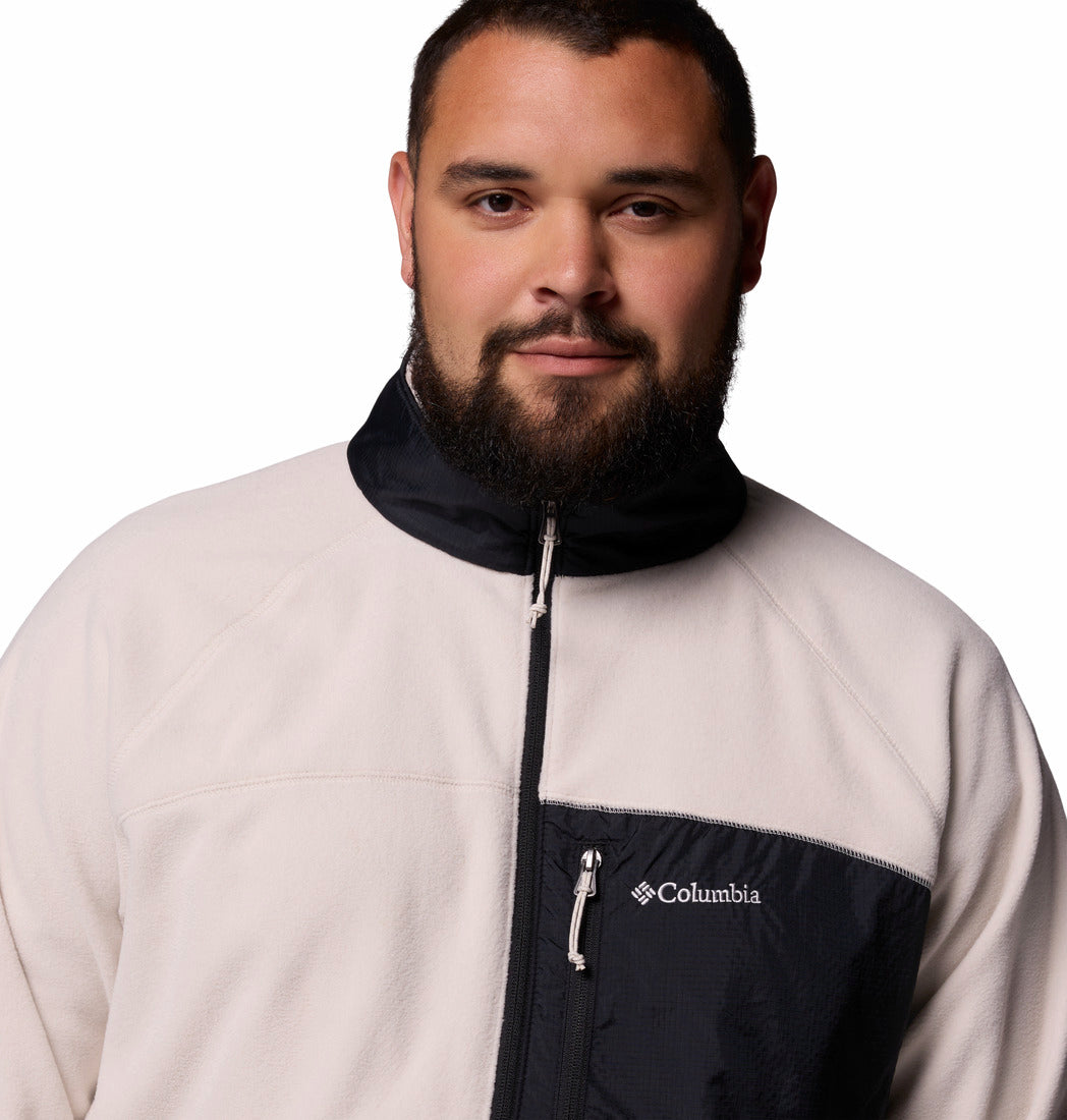 Columbia Men Beige Fast Trek Overlay Fleece Jacket (Plus Size)