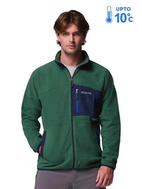 Columbia Men Green Fast Trek Overlay Fleece Jacket (Plus Size)