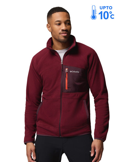 Columbia Men Red Fast Trek Overlay Fleece Jacket (Plus Size)