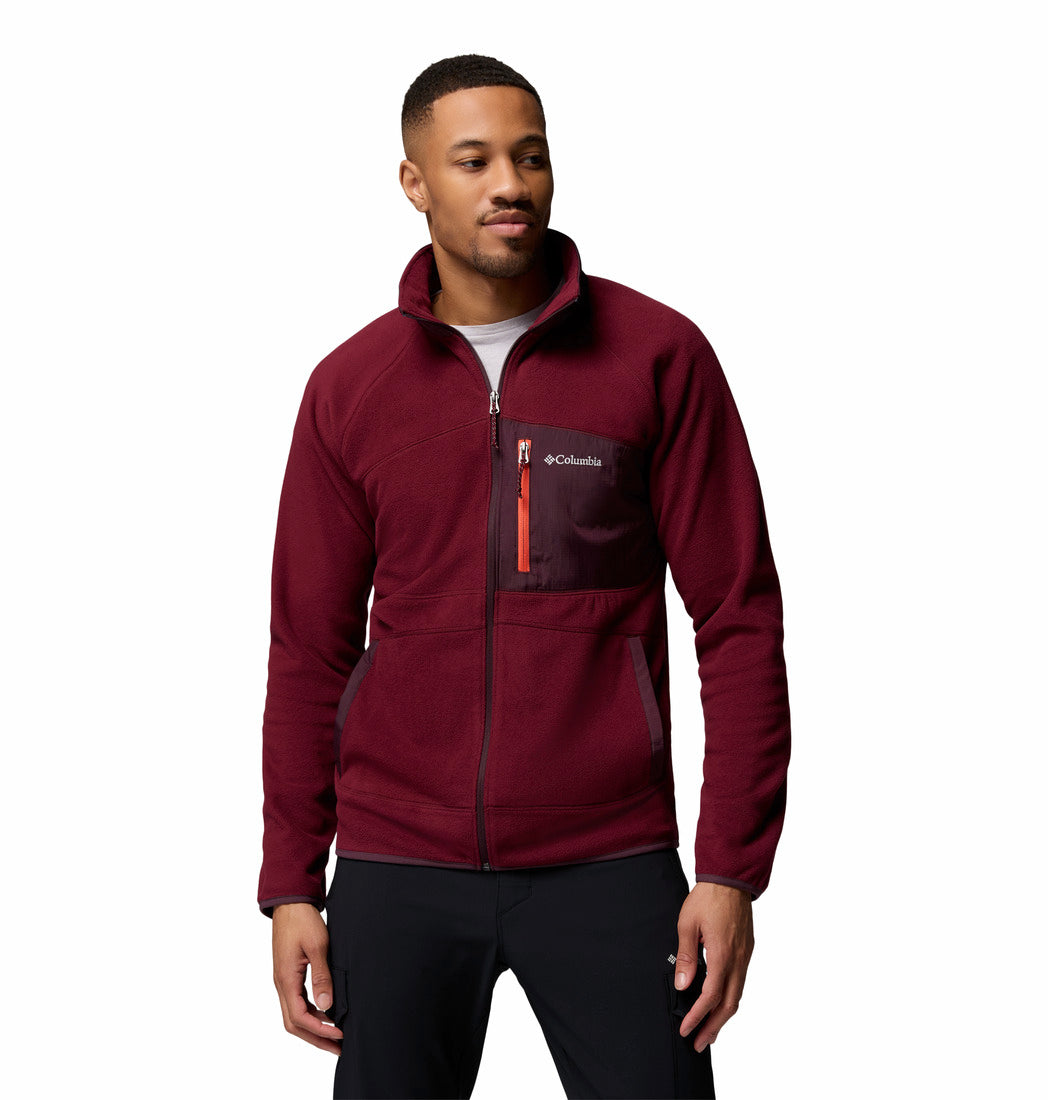 Columbia Men Red Fast Trek Overlay Fleece Jacket (Plus Size)
