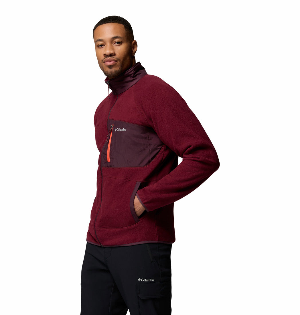 Columbia Men Red Fast Trek Overlay Fleece Jacket (Plus Size)