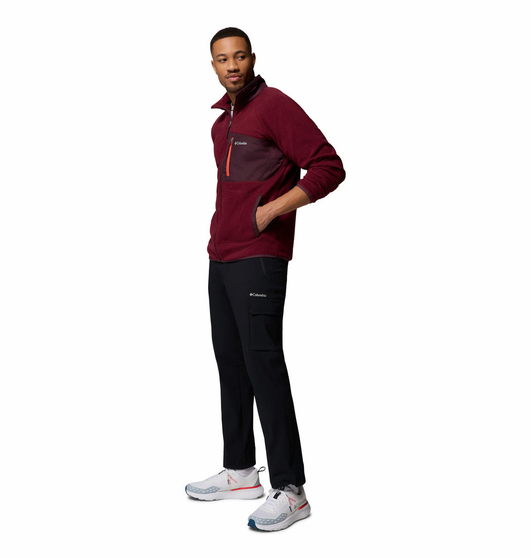 Columbia Men Red Fast Trek Overlay Fleece Jacket (Plus Size)