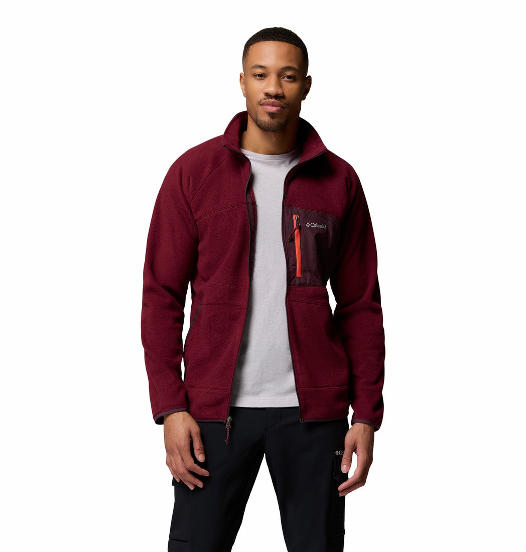 Columbia Men Red Fast Trek Overlay Fleece Jacket (Plus Size)