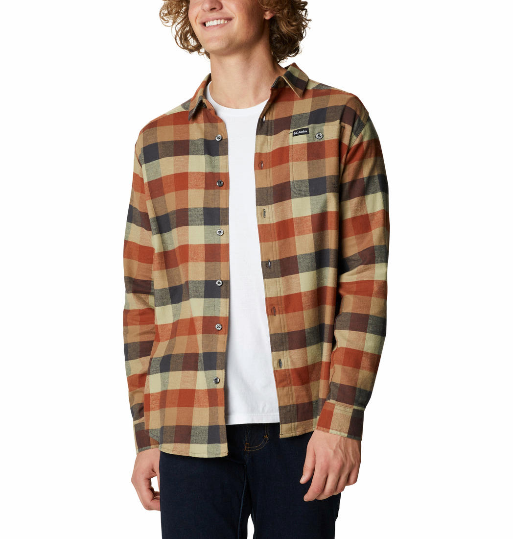 Columbia Men Brown Cornell Woods Flannel Long Sleeve Shirt