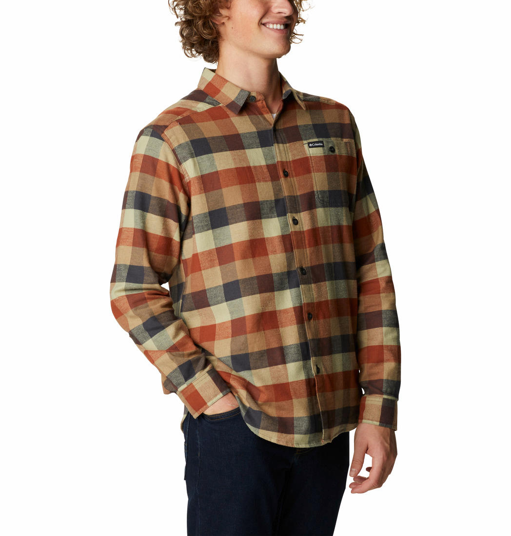 Columbia Men Brown Cornell Woods Flannel Long Sleeve Shirt