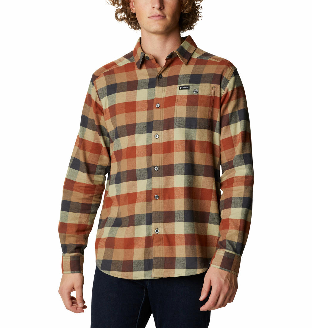 Columbia Men Brown Cornell Woods Flannel Long Sleeve Shirt