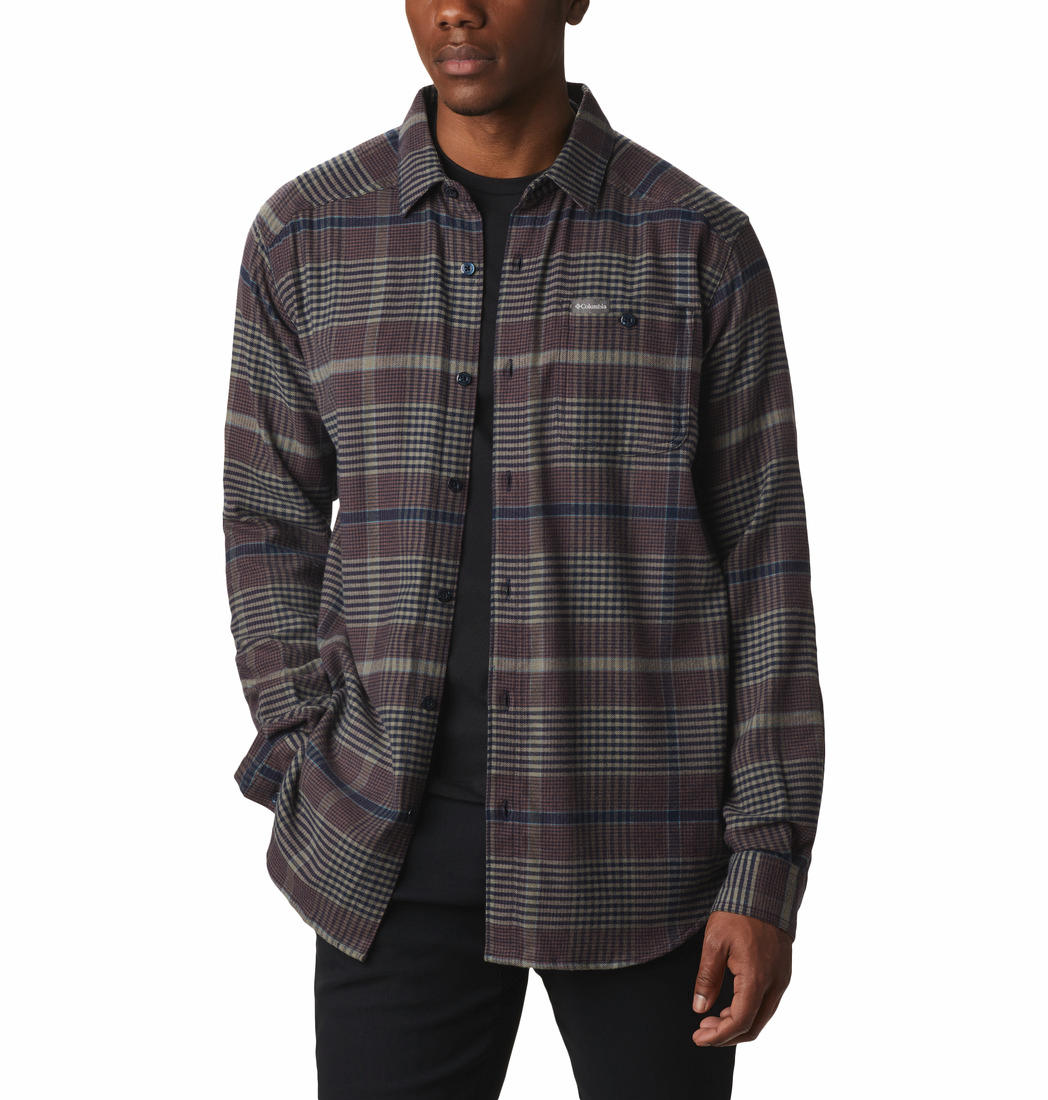 Columbia Men Brown Cornell Woods Flannel Long Sleeve Shirt