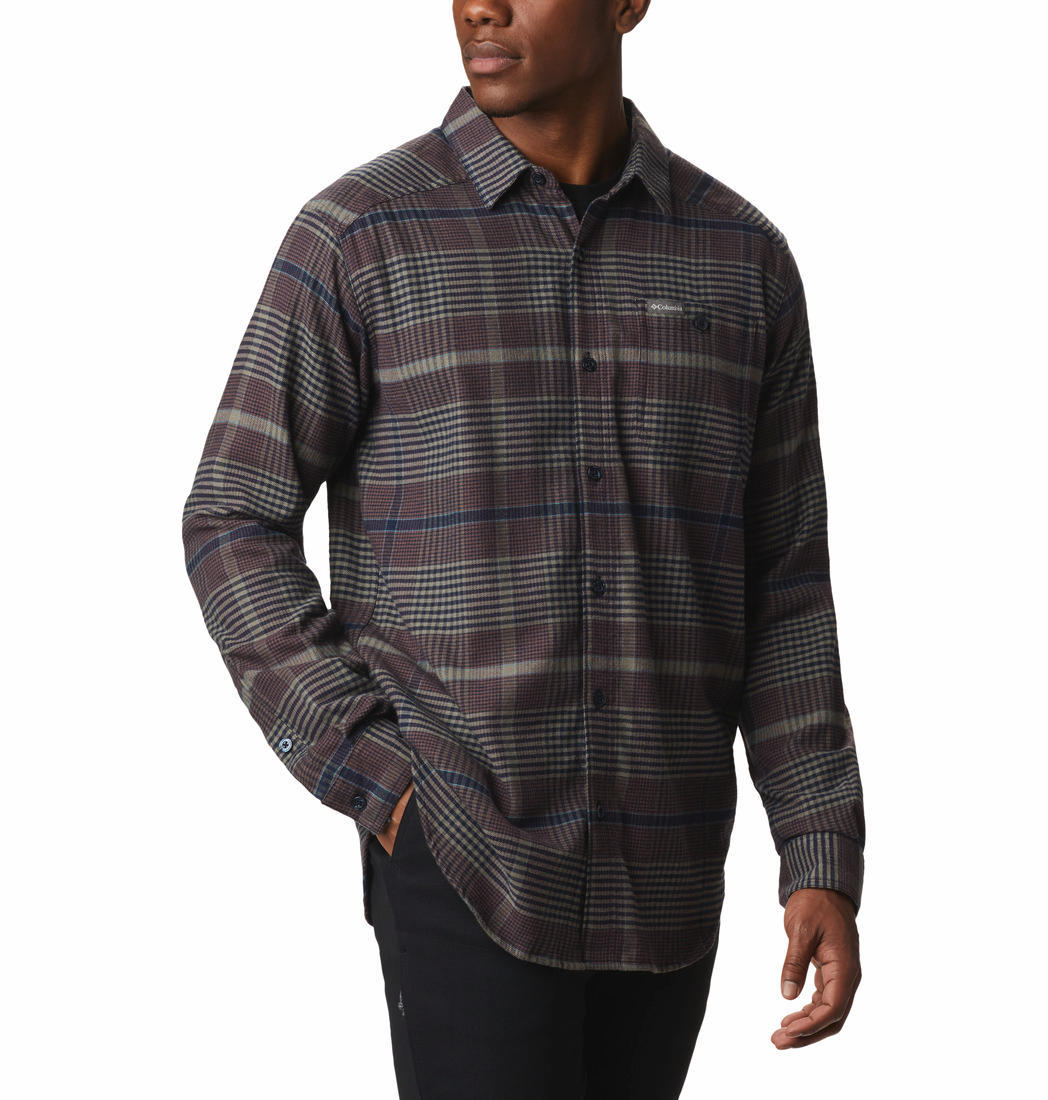 Columbia Men Brown Cornell Woods Flannel Long Sleeve Shirt