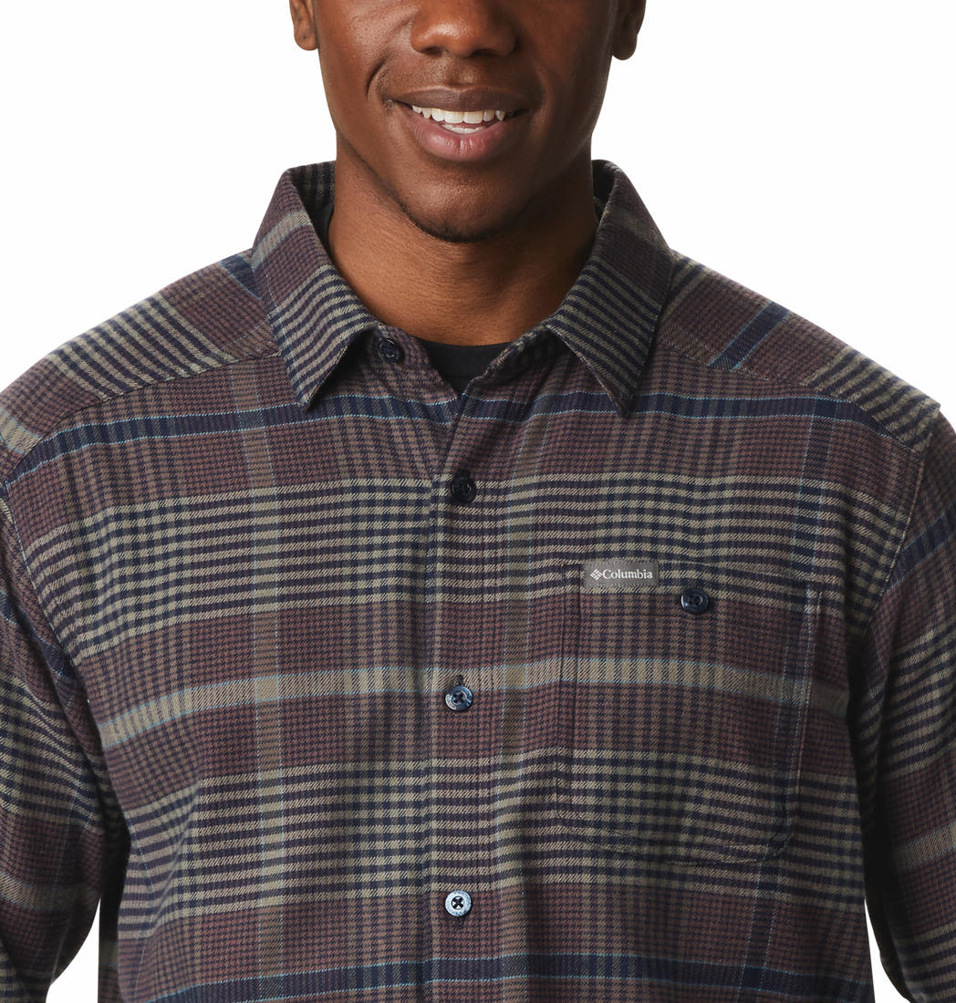 Columbia Men Brown Cornell Woods Flannel Long Sleeve Shirt