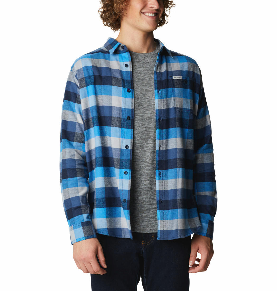 Columbia Men Navy Blue Cornell Woods Flannel Long Sleeve Shirt