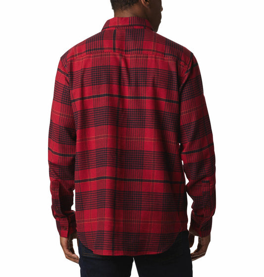 Columbia Men Red Cornell Woods Flannel Long Sleeve Shirt
