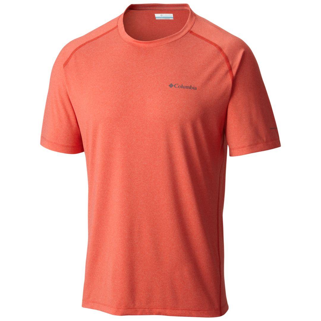 Columbia Men Orange Tuk Mountain Mens Short Sleeve Shirt (Sun Protection)