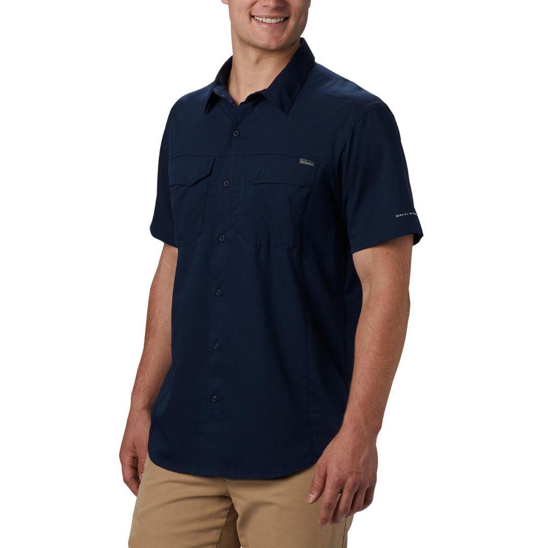 Columbia Men Blue Silver Ridge Lite Short Sleeve Shirt (Sun Protection)