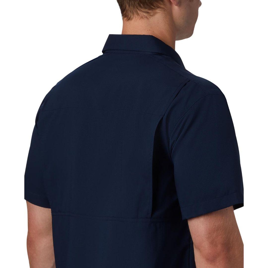 Columbia Men Blue Silver Ridge Lite Short Sleeve Shirt (Sun Protection)