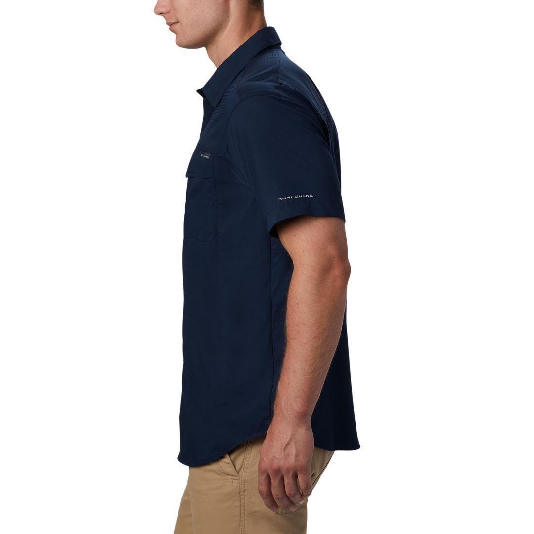 Columbia Men Blue Silver Ridge Lite Short Sleeve Shirt (Sun Protection)