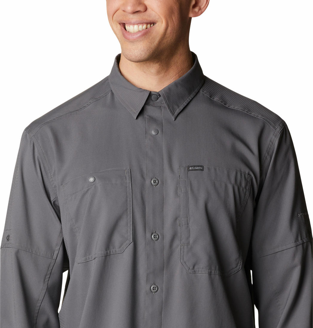 Columbia Men Grey Silver Ridge Utility Lite Long Sleeve Shirt