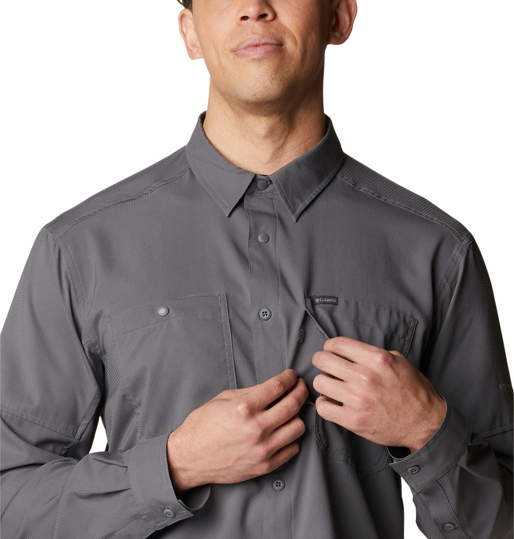 Columbia Men Grey Silver Ridge Utility Lite Long Sleeve Shirt