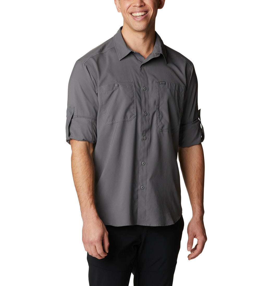 Columbia Men Grey Silver Ridge Utility Lite Long Sleeve Shirt