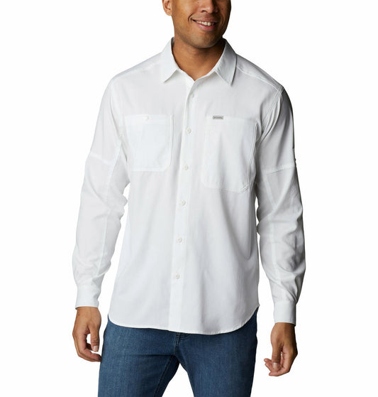 Columbia Men White Silver Ridge Utility Lite Long Sleeve Shirts