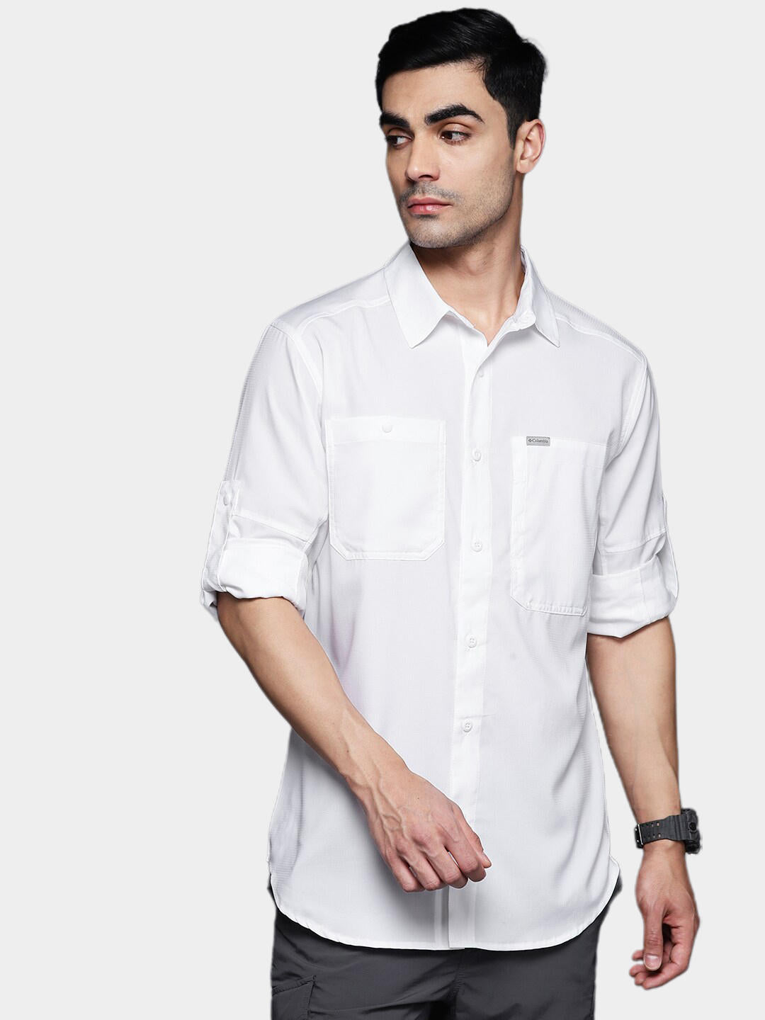 Columbia Men White Silver Ridge Utility Lite Long Sleeve Shirts