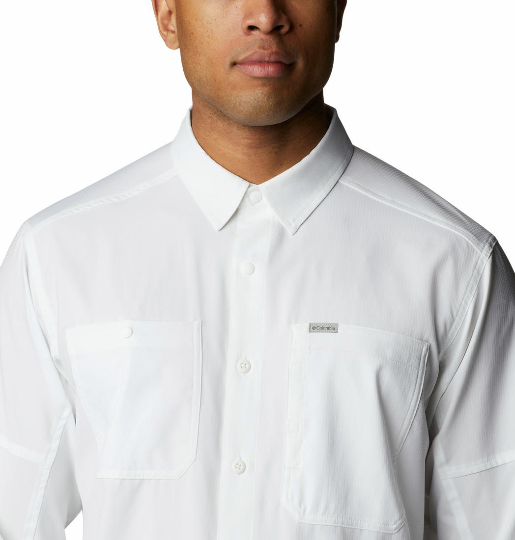 Columbia Men White Silver Ridge Utility Lite Long Sleeve Shirts