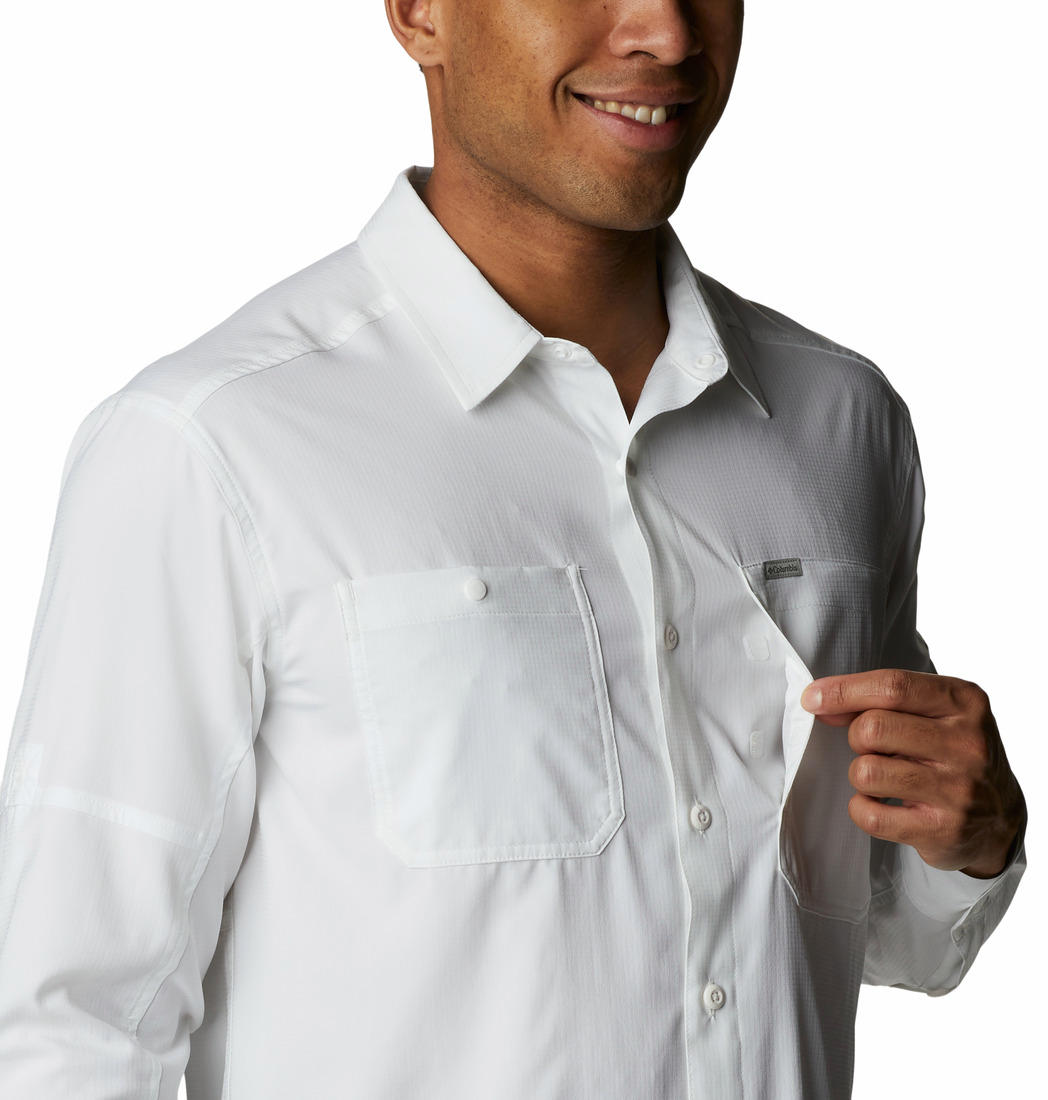 Columbia Men White Silver Ridge Utility Lite Long Sleeve Shirts