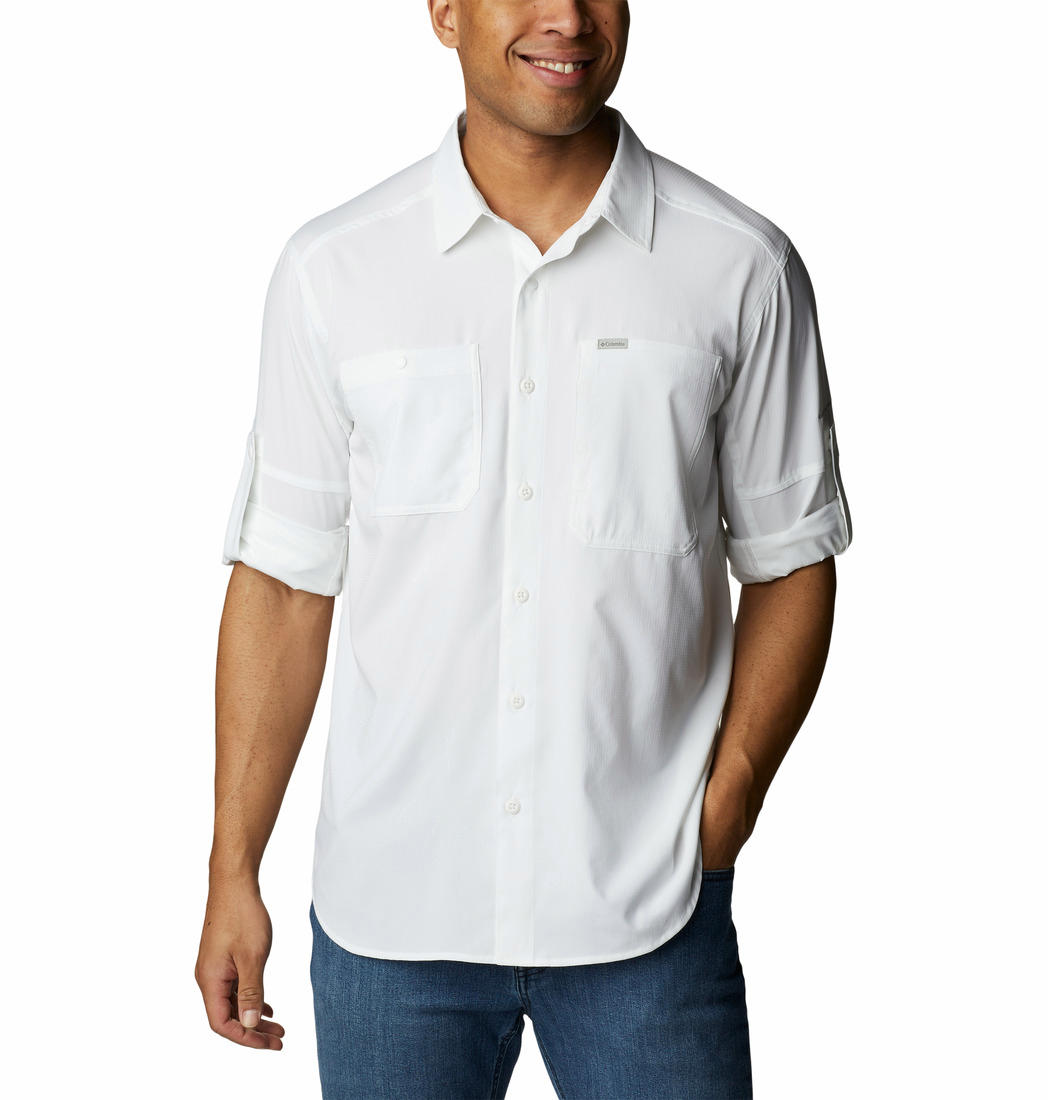 Columbia Men White Silver Ridge Utility Lite Long Sleeve Shirts