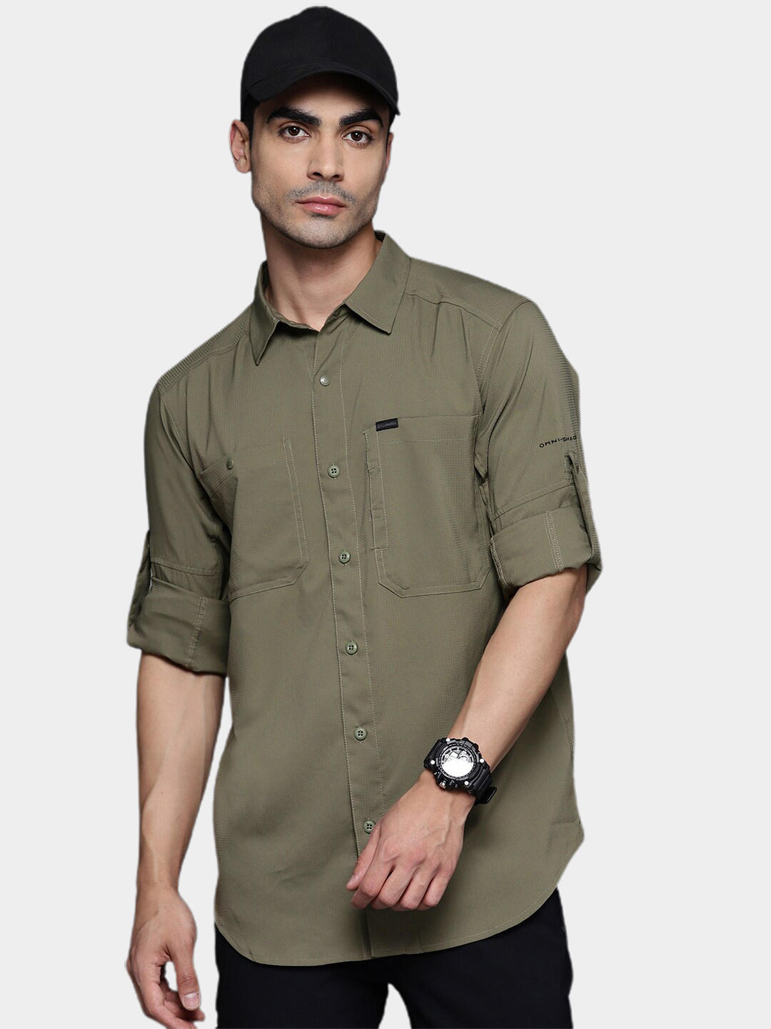 Columbia Men Olive Silver Ridge Utility Lite Long Sleeve Shirts