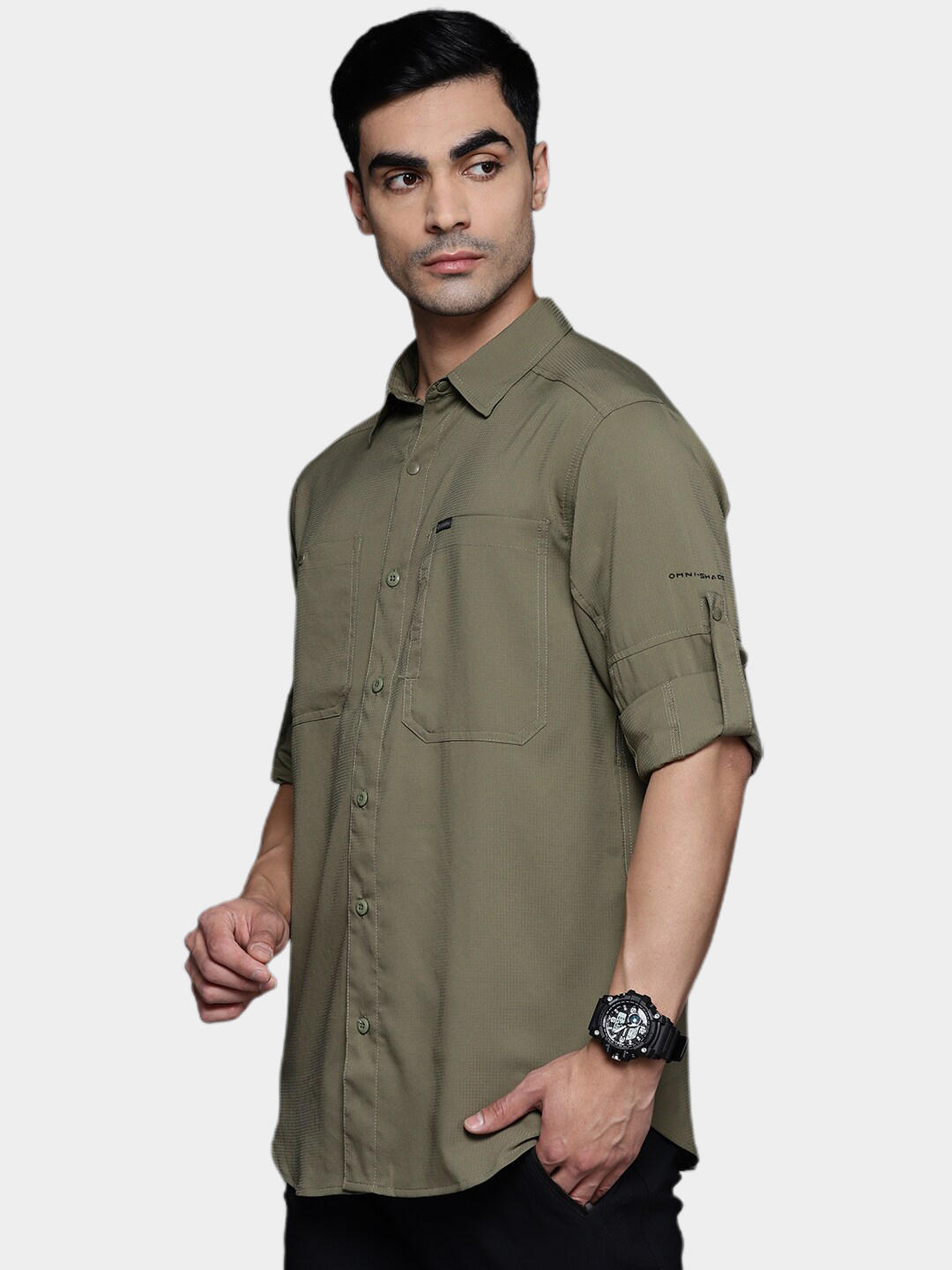 Columbia Men Olive Silver Ridge Utility Lite Long Sleeve Shirts