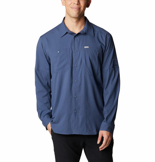 Columbia Men Navy Blue Silver Ridge Utility Lite Long Sleeve Shirt