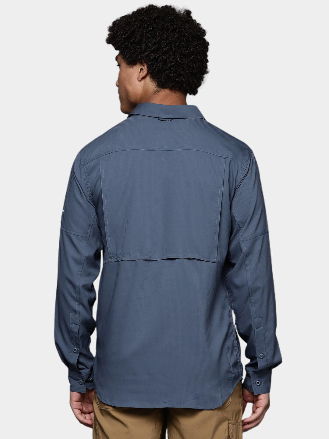 Columbia Men Navy Blue Silver Ridge Utility Lite Long Sleeve Shirt