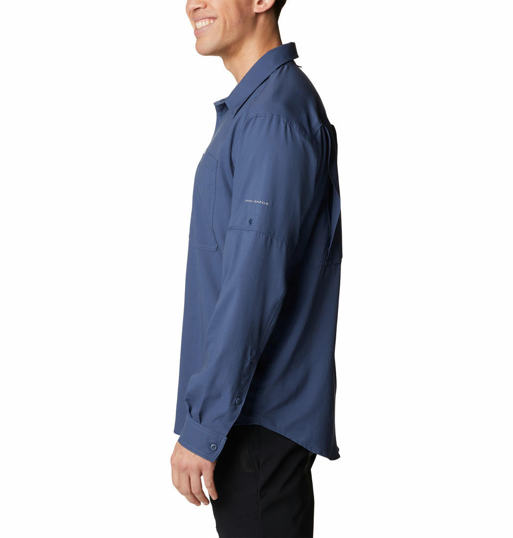 Columbia Men Navy Blue Silver Ridge Utility Lite Long Sleeve Shirt
