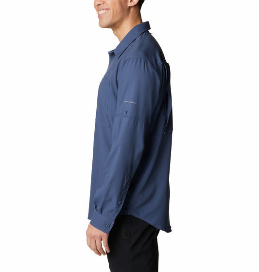 Columbia Men Navy Blue Silver Ridge Utility Lite Long Sleeve Shirt