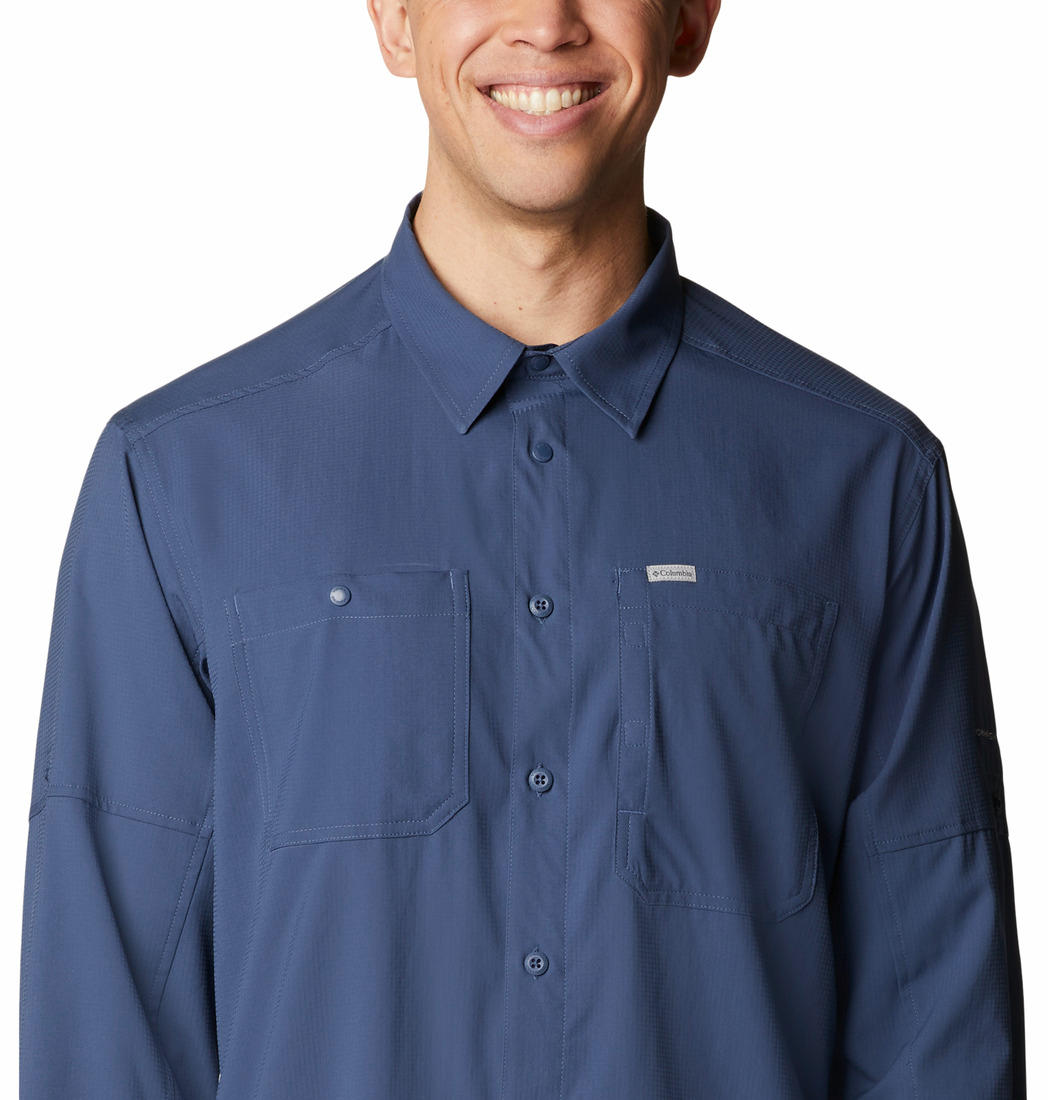 Columbia Men Navy Blue Silver Ridge Utility Lite Long Sleeve Shirt