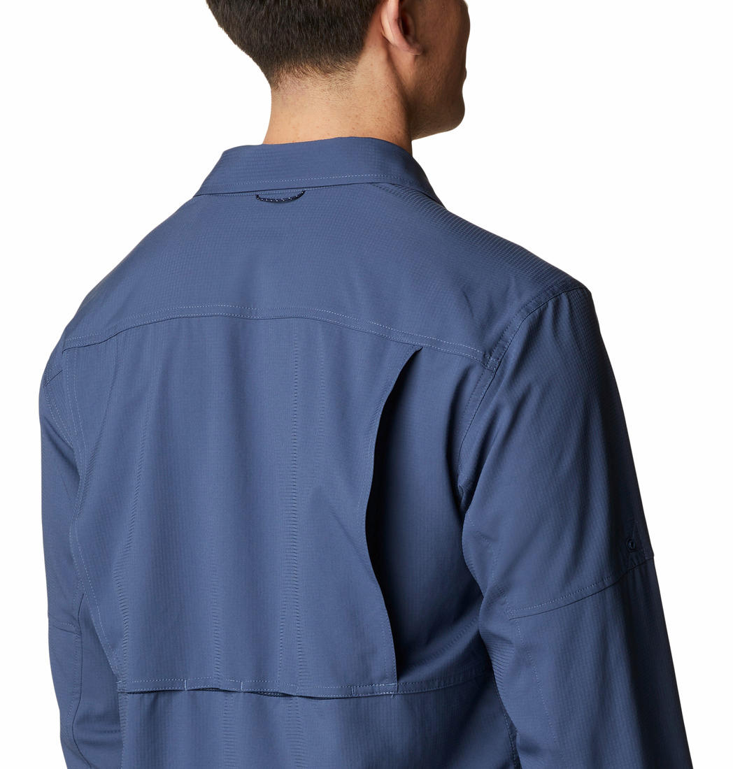 Columbia Men Navy Blue Silver Ridge Utility Lite Long Sleeve Shirt